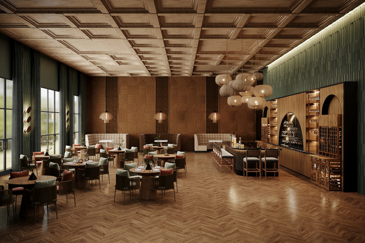 Visualisierung einer neuen Weinbar in einem Restaurant