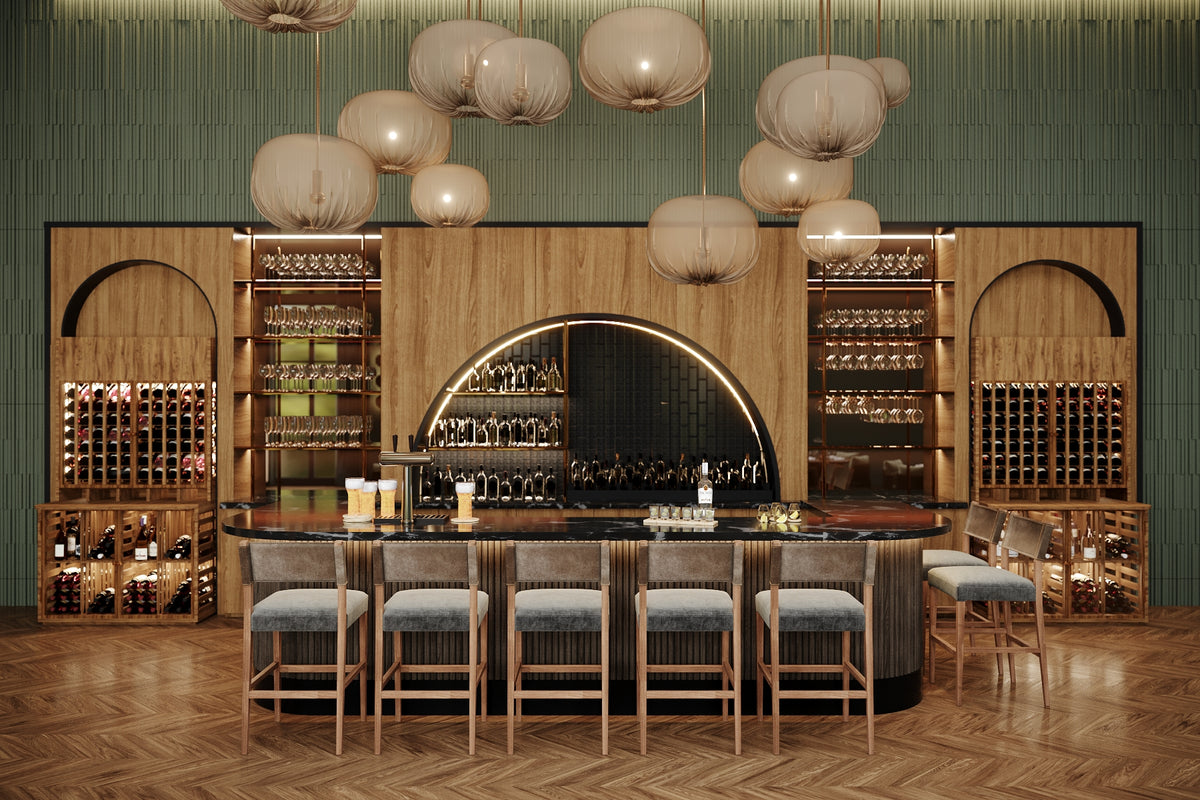 Visualisierung einer neuen Weinbar in einem Restaurant