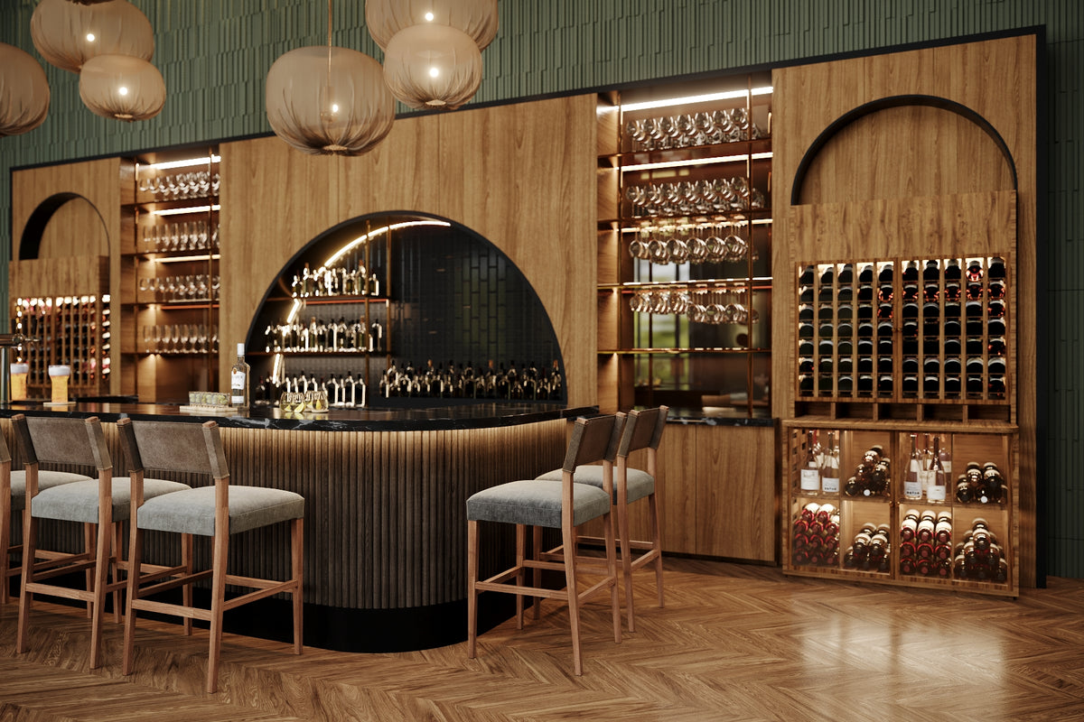Visualisierung einer neuen Weinbar in einem Restaurant