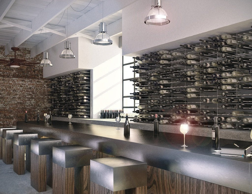 vægmonteret vinreoler til restauranter og barer